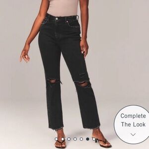 Abercrombie & Fitch The Ankle Straight Ultra High Rise distressed black 14R (32)